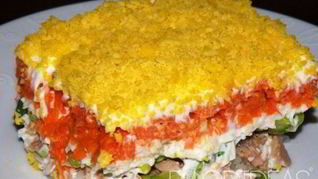 Салат Мимоза с горбушей