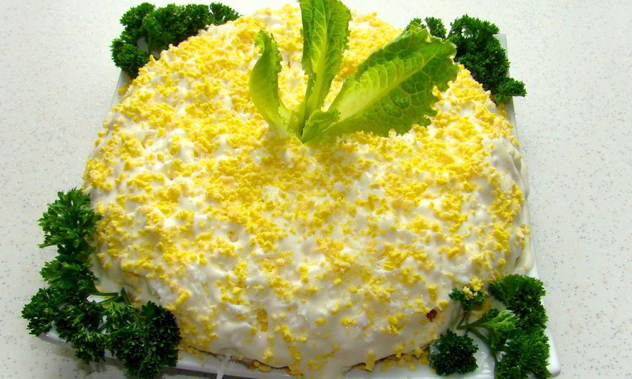 Рецепт салат мимоза с огурцом