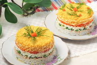 Салат Мимоза с рисом