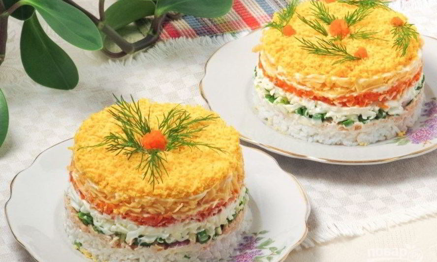 Рецепт салат мимоза с рисом