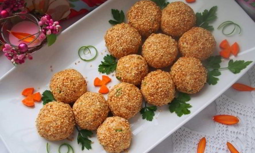 Рецепт салатные шарики мимоза в кунжуте