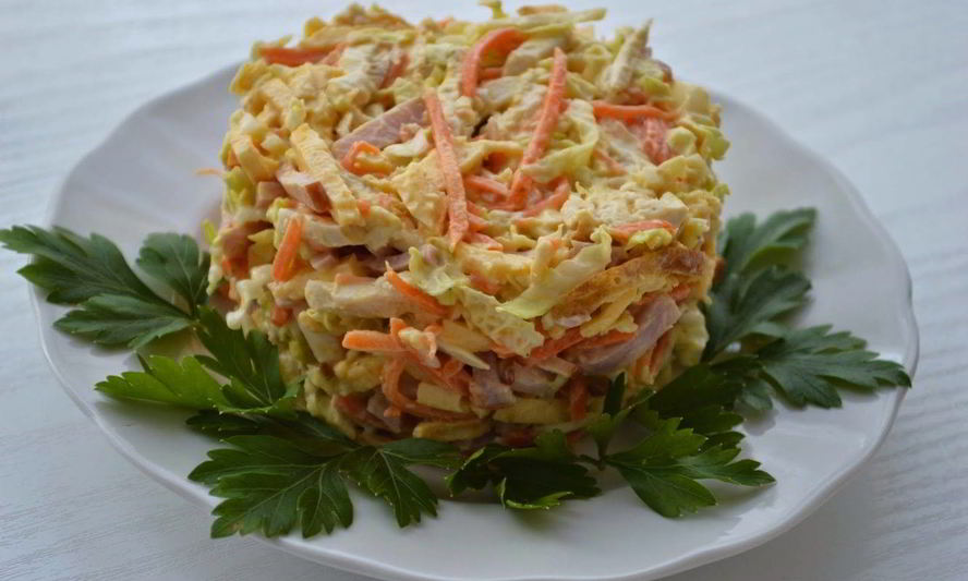Рецепт салат пикантный с ветчиной