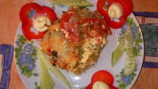 Мясо свинина с картошкой под шубой