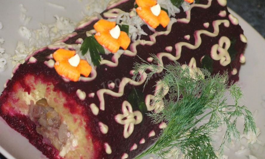 Рецепт рулет сельдь под шубой с мягким сыром