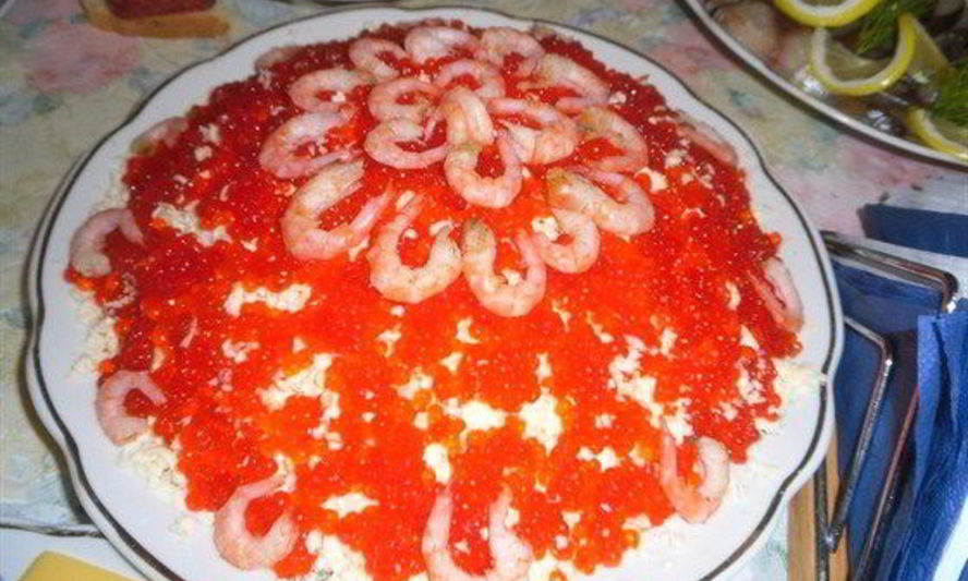 Рецепт салат креветки под шубой