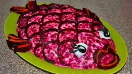 селедка под шубой в виде рыбы