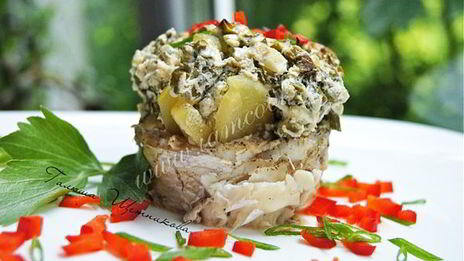 судак под шубой из икры