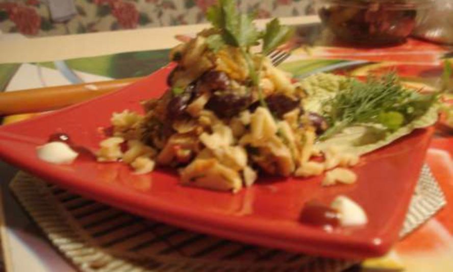 Рецепт салат с фасолью и крабовыми палочками
