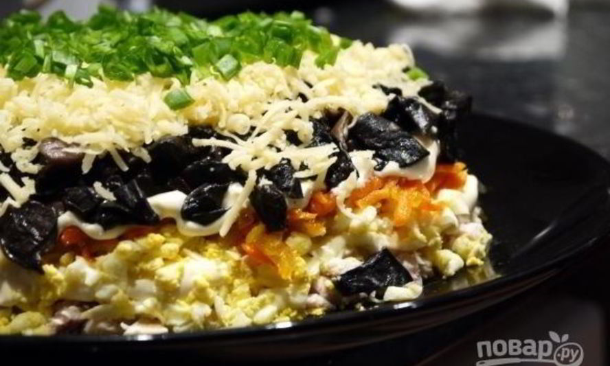 Рецепт салат с грибами, курицей