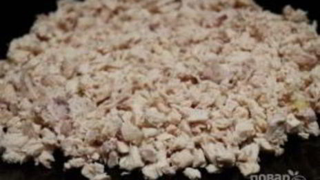 салат с грибами, курицей