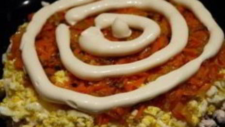 салат с грибами, курицей