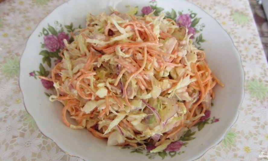 Рецепт салат с копченой курицей и корейской морковью
