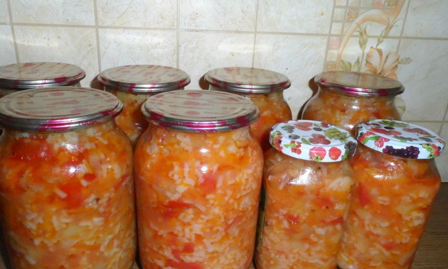 Рецепт салат с рисом на зиму