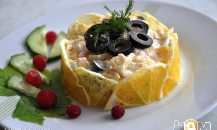 Рецепт салат с семгой и апельсином