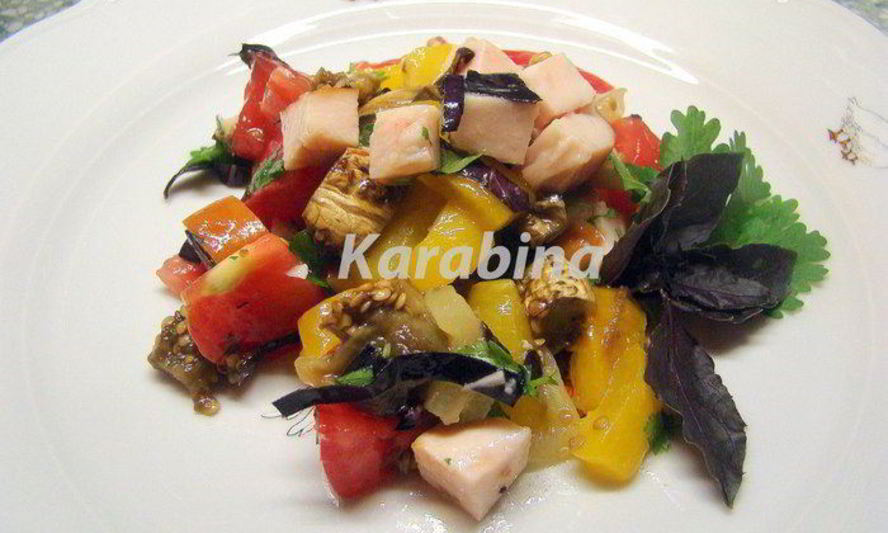 Рецепт салат с запеченными баклажанами и перцами