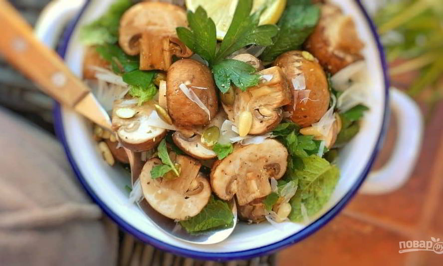 Рецепт салат сырые шампиньоны