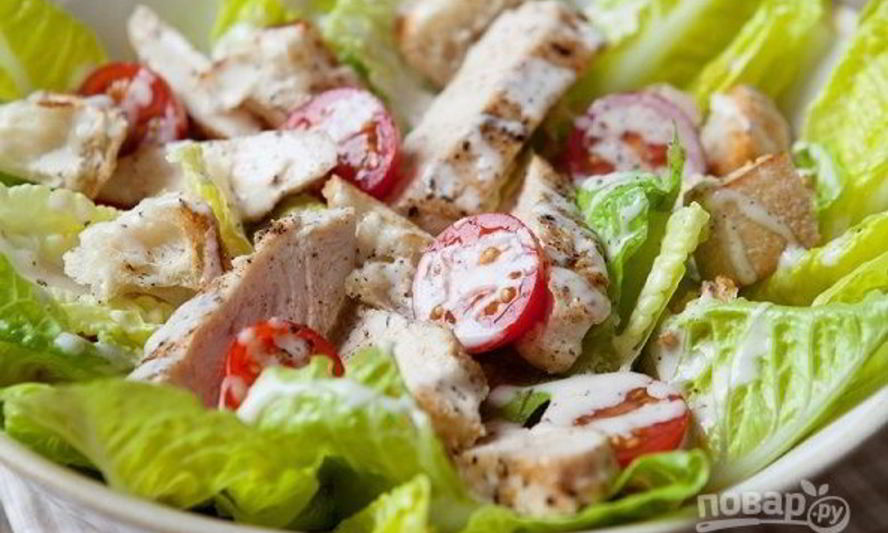 Рецепт салат цезарь с крутонами