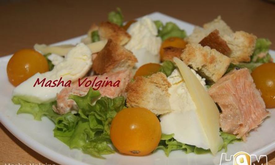Рецепт салат цезарь с рыбой