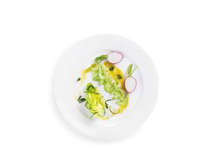 Салат из молодых овощей с винегретом из флердоранжа