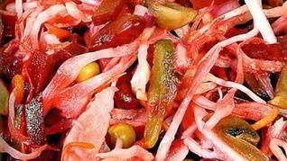 Винегрет с фасолью и шампиньонами