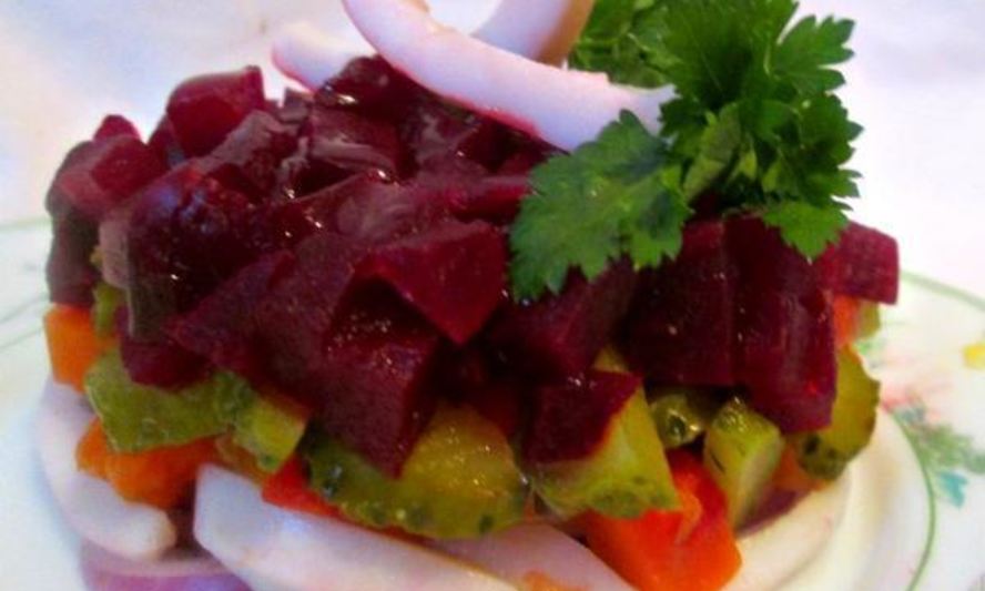 Рецепт винегрет с кальмарами