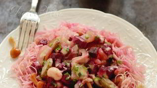 Винегрет с капустой, грибами и заправкой без масла