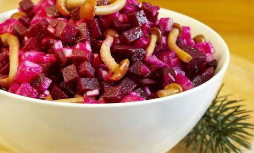 Рецепт винегрет с маринованными опятами