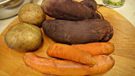 винегрет со слабосоленым лососем