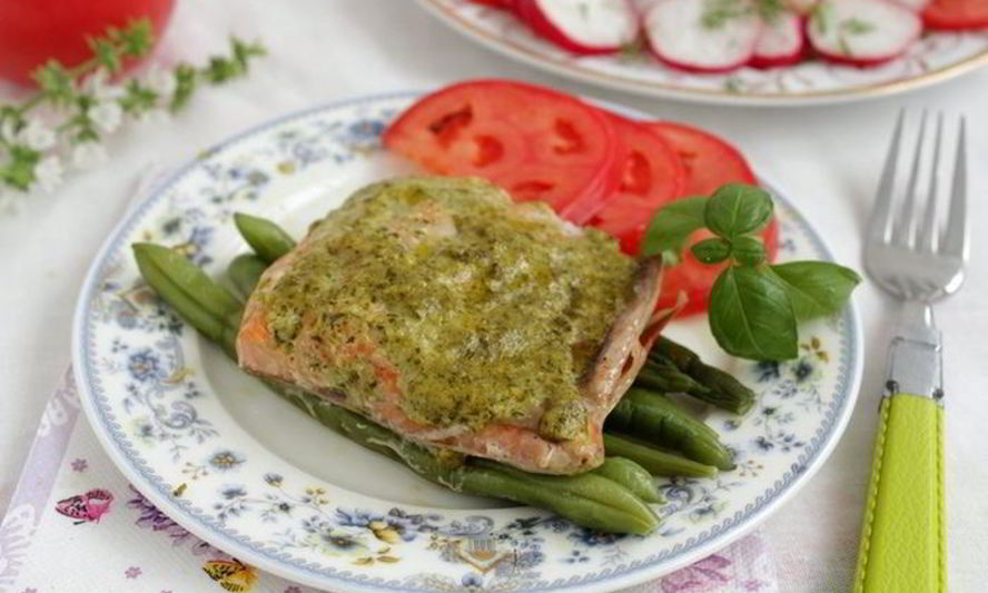 Рецепт лосось с соусом песто