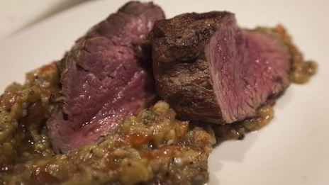 стейк миланзане с тартаром из овощей