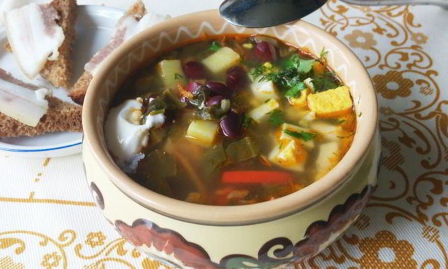 Рецепт борщ с щавелем и фасолью