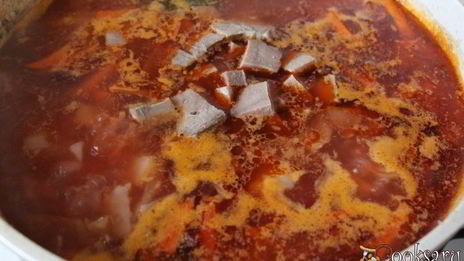 борщ с телячьим языком