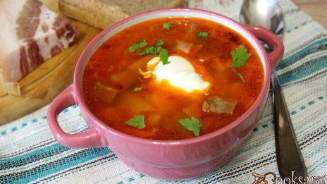 борщ с телячьим языком