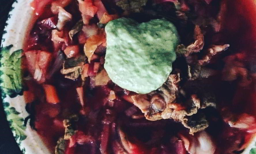 Рецепт борщ с зеленой сметаной