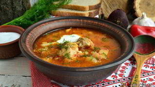 Борщ со свининой на утином жире в мультиварке