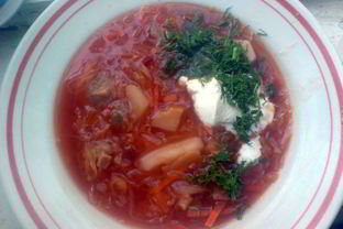 Борщ вегетарианский с грибами