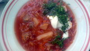 Борщ вегетарианский с грибами