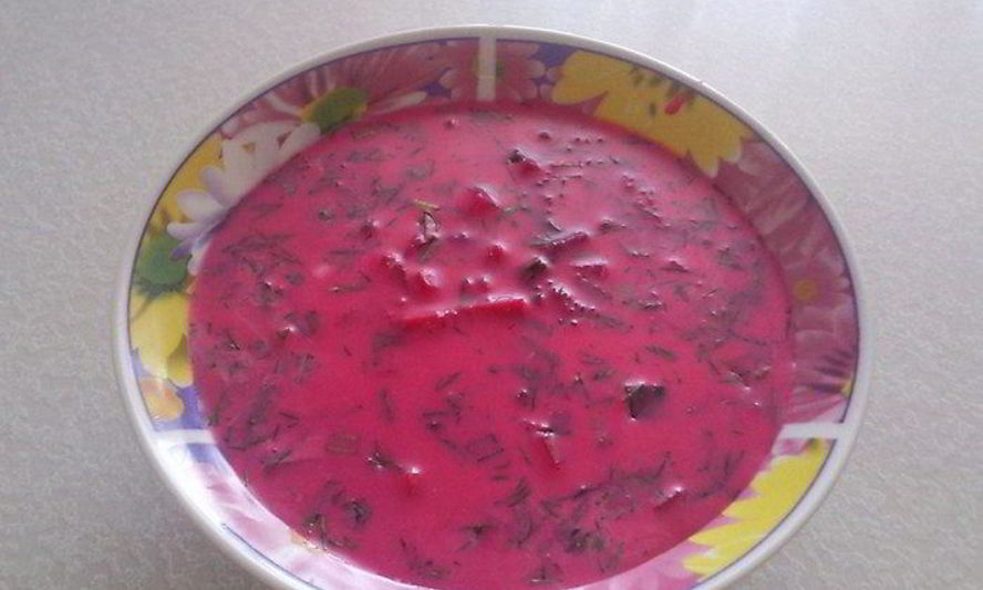 Рецепт холодный борщ с кальмарами