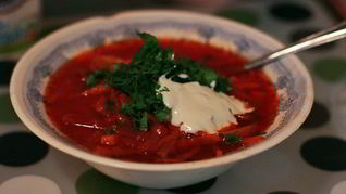 Постный борщ со свеклой и фасолью