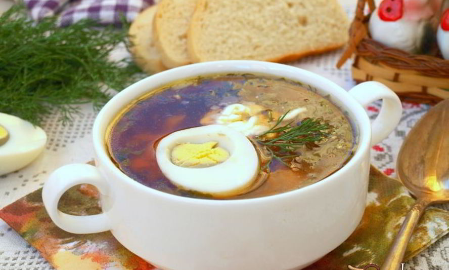 Рецепт зеленый борщ со свеклой и зеленым горошком