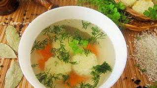 Бульон с запеченным рисом