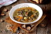 Грибной суп на курином бульоне