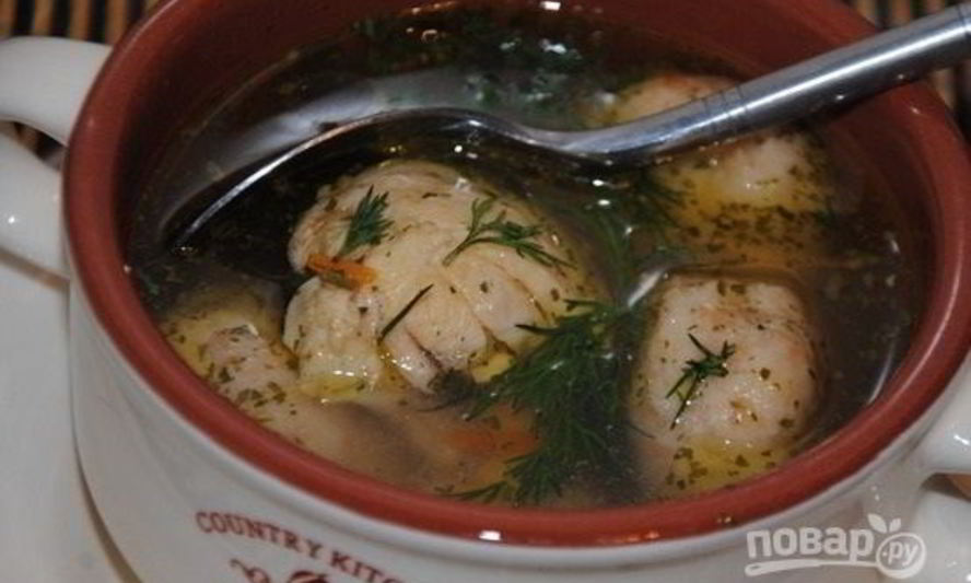 Рецепт куриный бульон с клецками из сушек