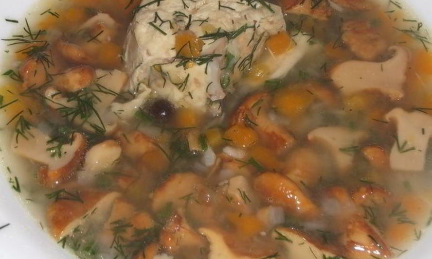 Рецепт лисички с курицей в бульоне