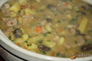 Рагу с телятиной на курином бульоне