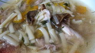 Суп из белых грибов на курином бульоне