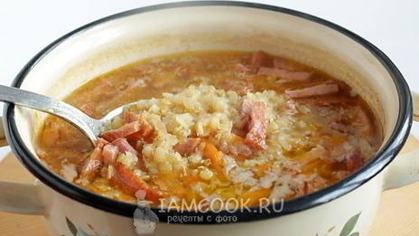 чечевичный суп с копченостями