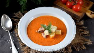 Гаспачо с печенью трески