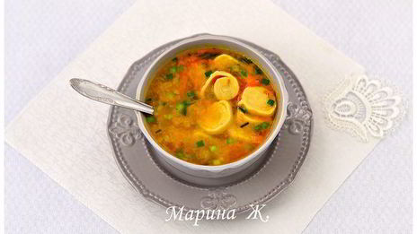 гороховый суп с чесночными рулетиками
