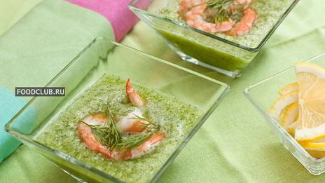 холодный суп из огурцов с креветками
